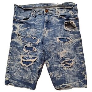 JORDAN CRAIG Men Size 34 Acid Wash Distressed 13" Inseam Denim Jean Shorts
